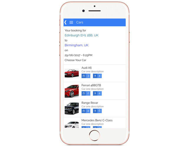 Taxi and chauffeur service Iphone App
